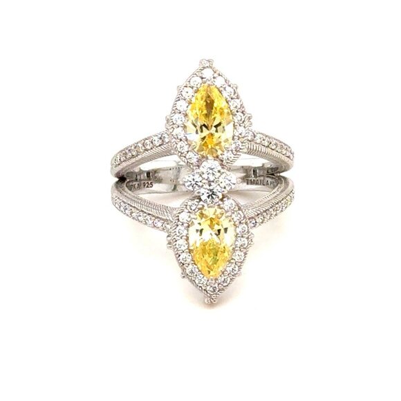 Judith Ripka 925 Yellow Stones Ring - Picture 1 of 12
